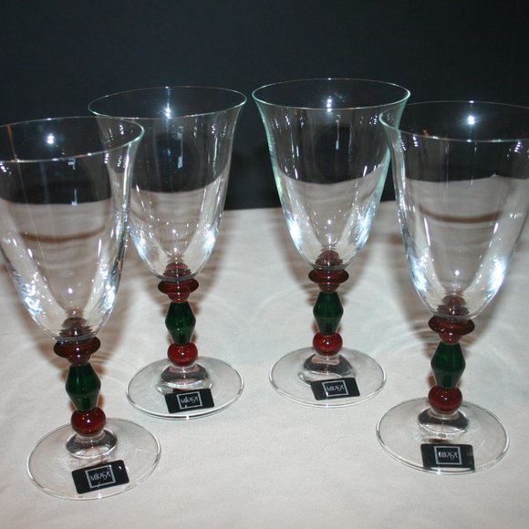 Set of 4 Crystal Mikasa Festive Kensington Goblets made in Slovakia R-647 - Picture 3 of 7